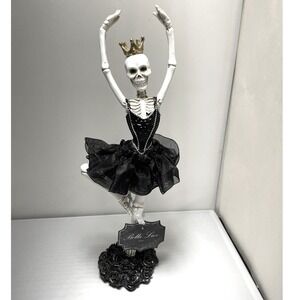 Bella Lux Skeleton Ballerina Figurine Black Gold Resin Gothic Halloween Decor